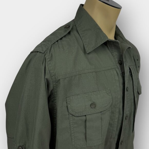 Propper Mens Large Tactical Ripstop Shirt Hidden YKK Zipper Mock Button Olive - Picture 4 of 11